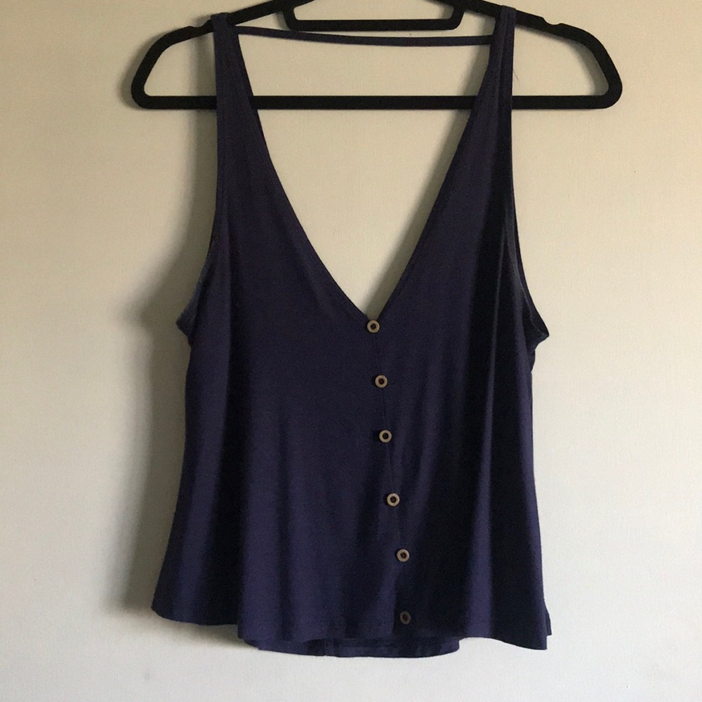 Navy Soft Button Down Swing Tank